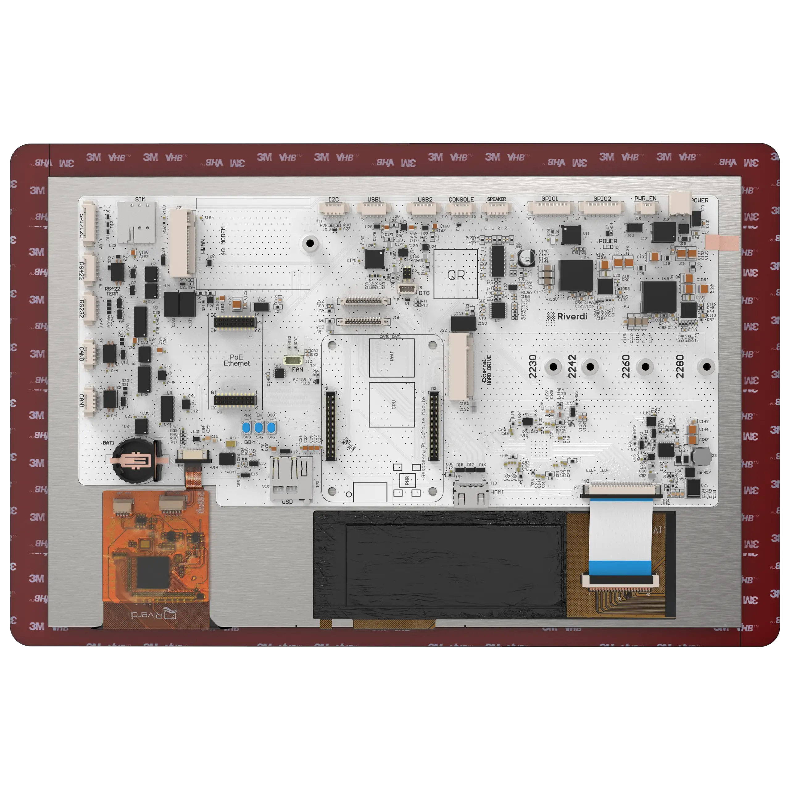 High Brightness 10.1″ IPS TFT LCD Display, 1280×800px, for Raspberry Pi Compute Module 4 (CM4) + Capacitive touchscreen - RVT101HVCNWC00 - Image 4