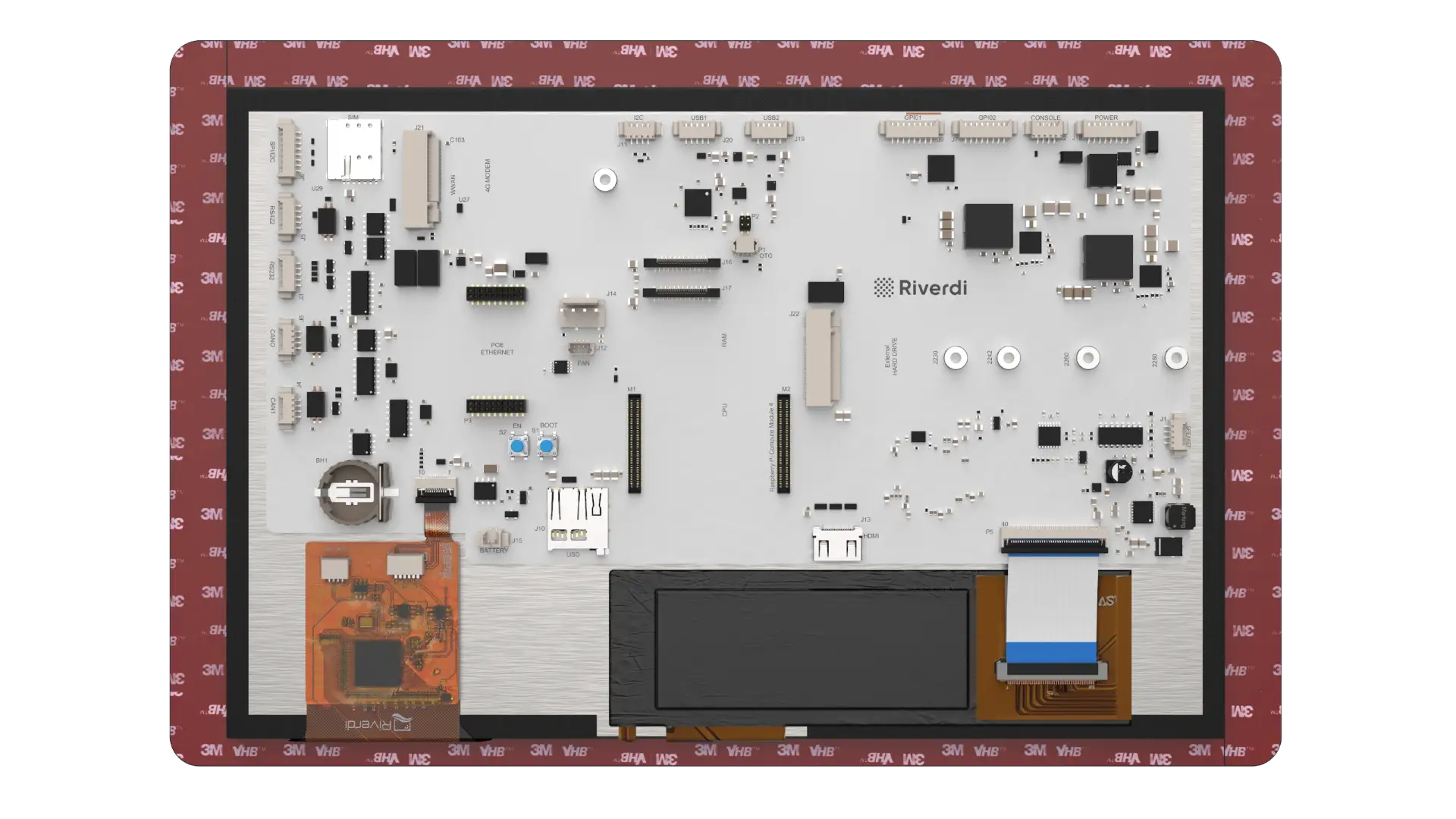 High Brightness 10.1″ IPS TFT LCD Display, 1280×800px, for Raspberry Pi Compute Module 4(CM4) - Image 2