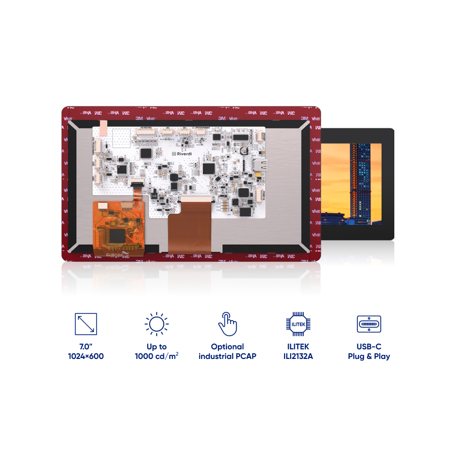 Plug and Play High Brightness USB-C 7.0" IPS TFT Display, 1024x600px - Image 6