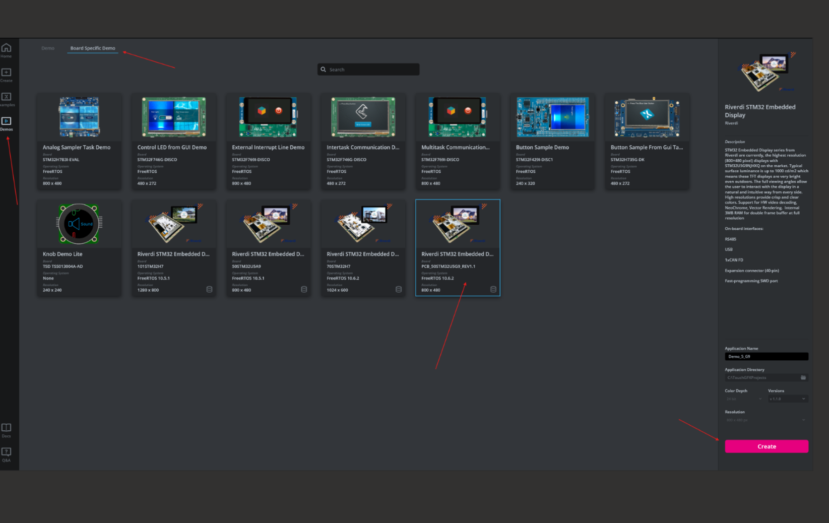 Board-specific demo project